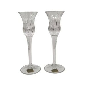 VTG Icicles by Mikasa Clear Cut Crystal 8" Candlesticks Tulip Style Set of 2